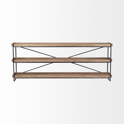 Trey I Brown Wood and Black Iron Console Table