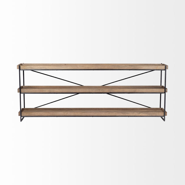 Trey I Brown Wood and Black Iron Console Table