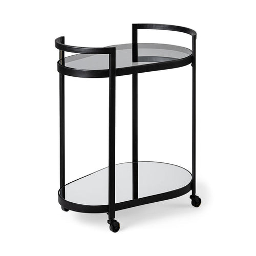 Eleonore Black Metal Frame Two-Tier Bar Cart