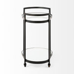 Eleonore Black Metal Frame Two-Tier Bar Cart