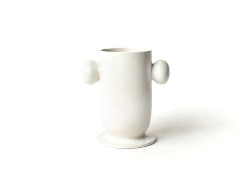 Signature White Cylinder Knob Handle Vase-Large