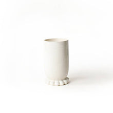 Signature White Cylinder Knobbed Foot Vase-Medium