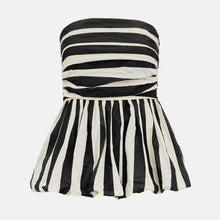 Striped Strapless Peplum Top