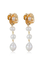 Golden Petals and Graduating Freshwater Pearl Earring