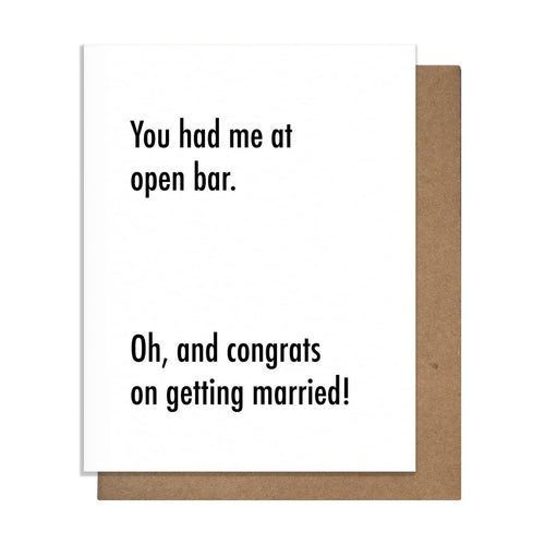 OPEN BAR- WEDDING CARD