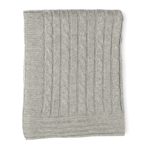 GREY CABLE KNIT BLANKET