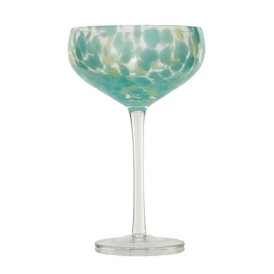 Blue Confetti Stemmed Champagne Glass