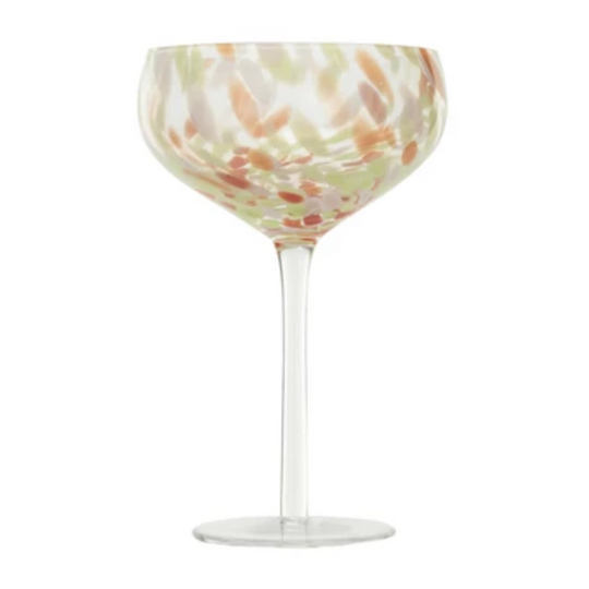 Red/Green Confetti Stemmed Champagne Glass