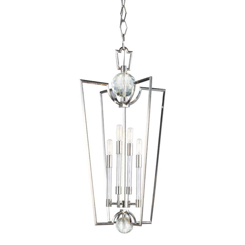 WATERLOO CHANDELIER, 4-LT, POLISHED NICKEL