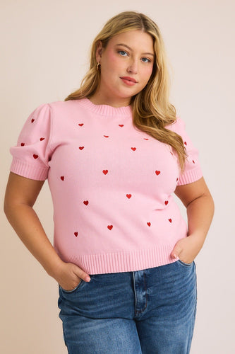 Heart Short Sleeve Sweater