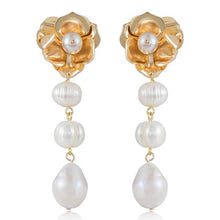 Golden Petals and Graduating Freshwater Pearl Earring