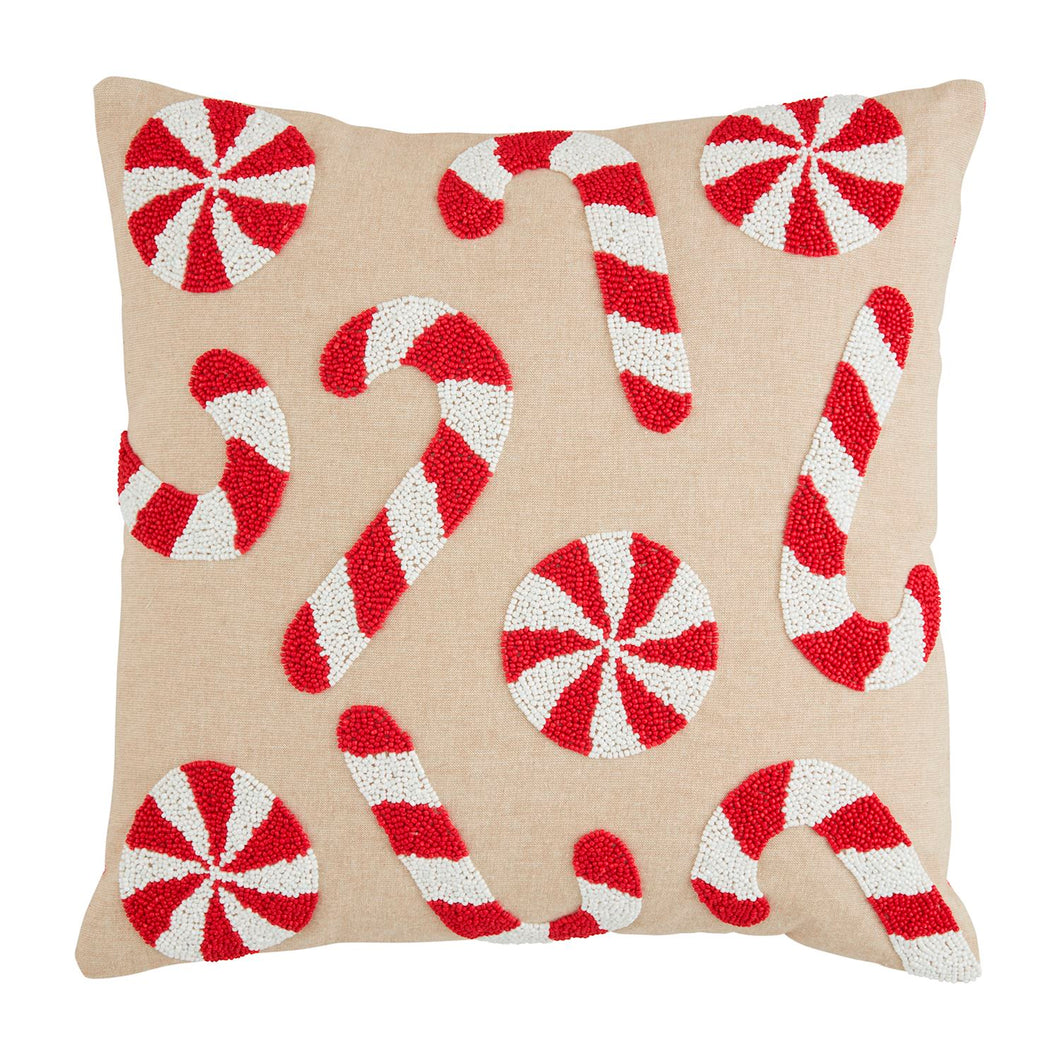 CANDY CANE BEADED PILLOW