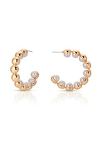 Pearl Inlay Gold Hoop Earring