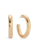 Medium Thick Classic Gold Hoop Earring