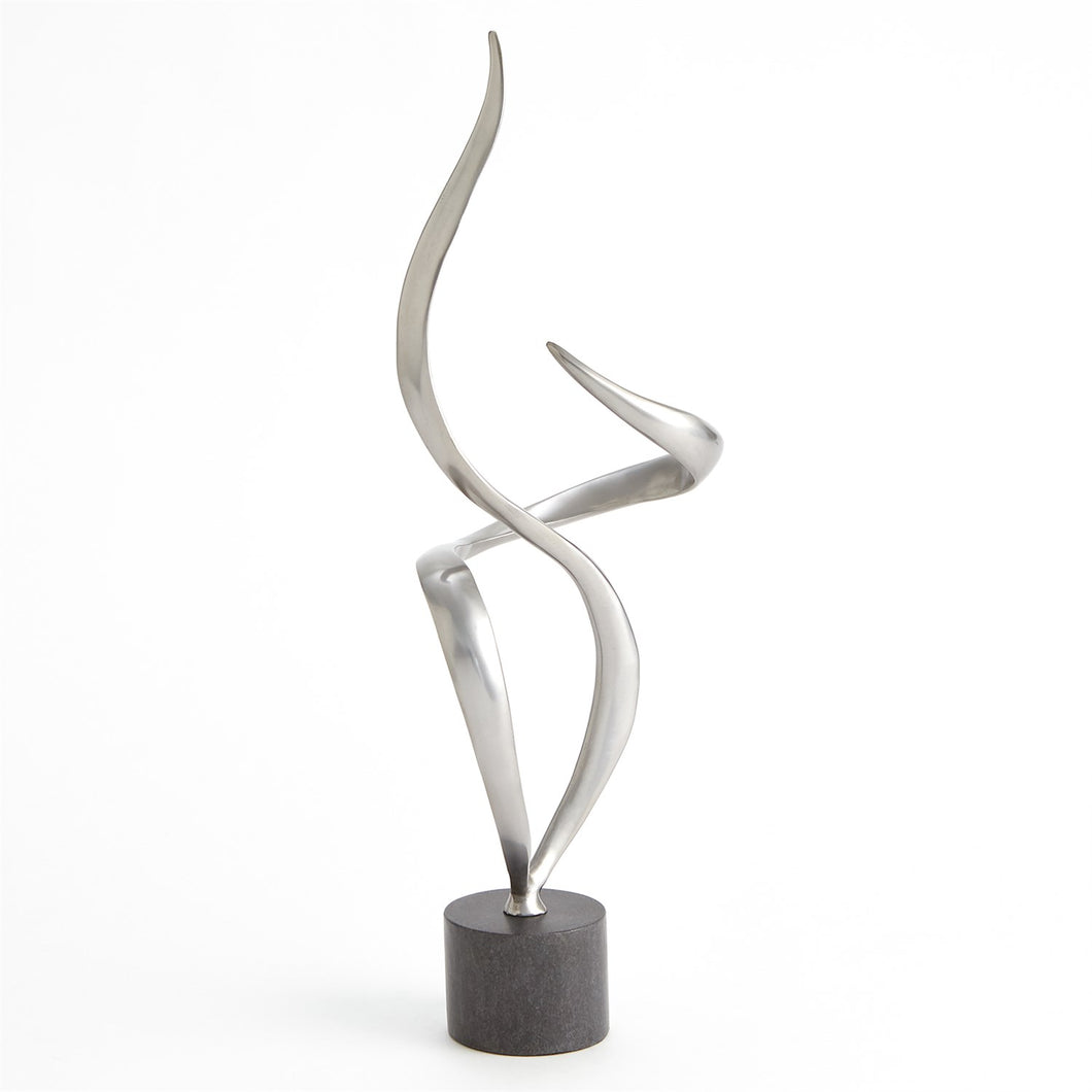 SWIRL SCULPTURE, ANTIQUE NICKEL IRON