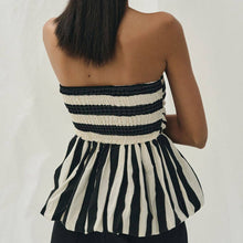 Striped Strapless Peplum Top