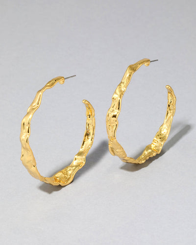 BRUT TEXTURED GOLD HOOP EARRING