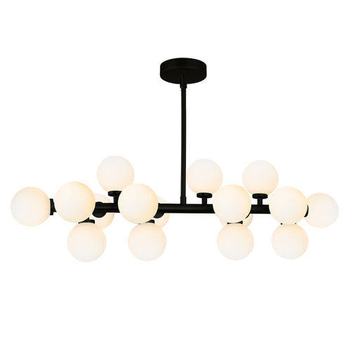 CHANDELIER, 16-LT, BLACK FINISH