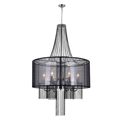 AMELIA 6 LIGHT DRUM SHADE CHANDELIER- CHROME