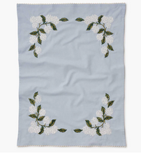 Hydrangea Embroidered Tea Towel
