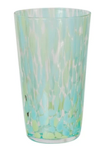 BLUE CONFETTI BLOWN GLASS DRINKING GLASS 14OZ