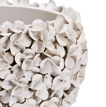 12" HYDRANGEA WHITE CERAMIC PLANTER