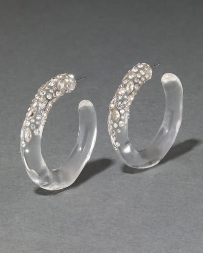 CONFETTI CRYSTAL LUCITE HOOP EARRING