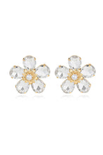 VINTAGE PEARL AND CRYSTAL FLOWER STUD EARRING