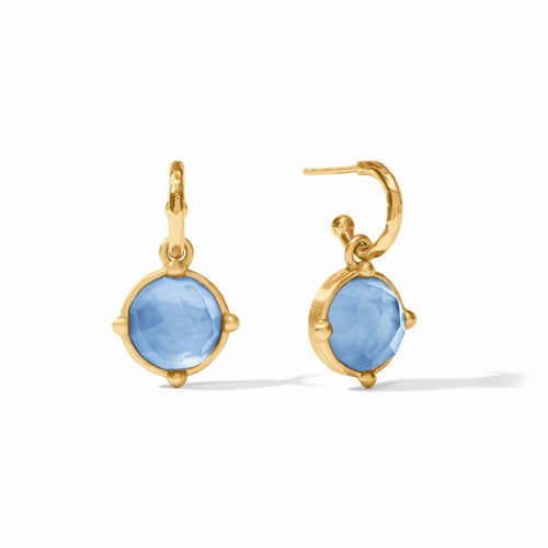 HONEYBEE HOOP AND CHARM EARRING-CHALCEDONY BLUE