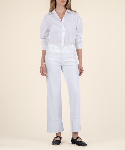 Charlotte High Rise Fab Ab Wide Leg Roll Up Jean