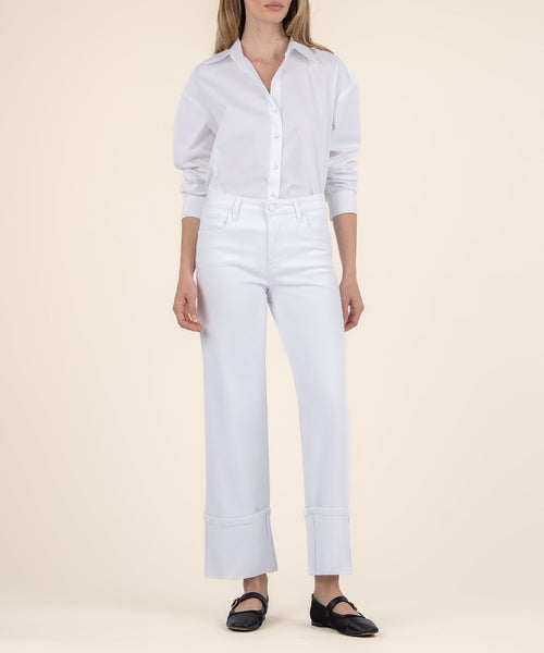 Charlotte High Rise Fab Ab Wide Leg Roll Up Jean