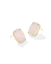 DAPHNE LARGE GOLD STUD EARRING- IRIDESCENT DRUSY