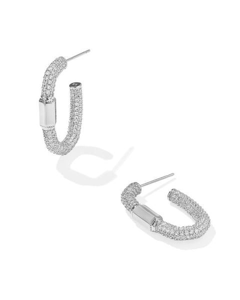 EMERY SILVER HOOP EARRING-WHITE CRYSTAL