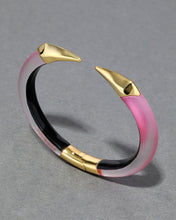 CANDY PINK MIRRORED PYRAMID BRAKE HINGE BRACELET