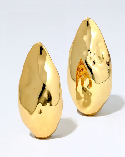 MOLTEN GOLD PUFFY TEARDROP POST EARRING