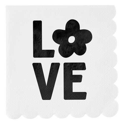 Love Flower Scalloped Cocktail Napkin