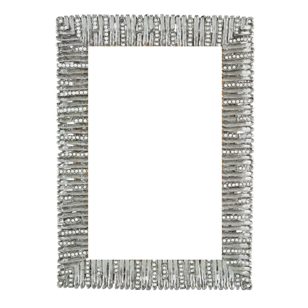 Silvered Jeweled Bamboo 8x10 Frame