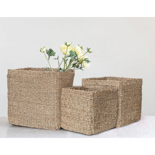 Hand-Woven Seagrass Basket, Medium