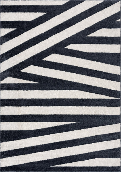 NUEVO BLACK WHITE PINSTRIPE RUG 6'X9'