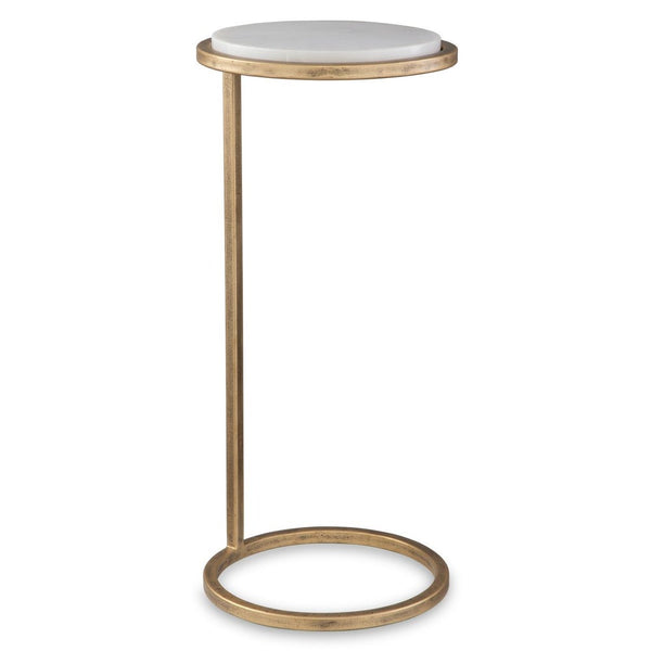 Aged Gold Marble Top Accent Table