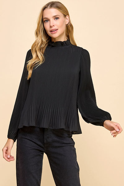 Pleated Mockneck Top