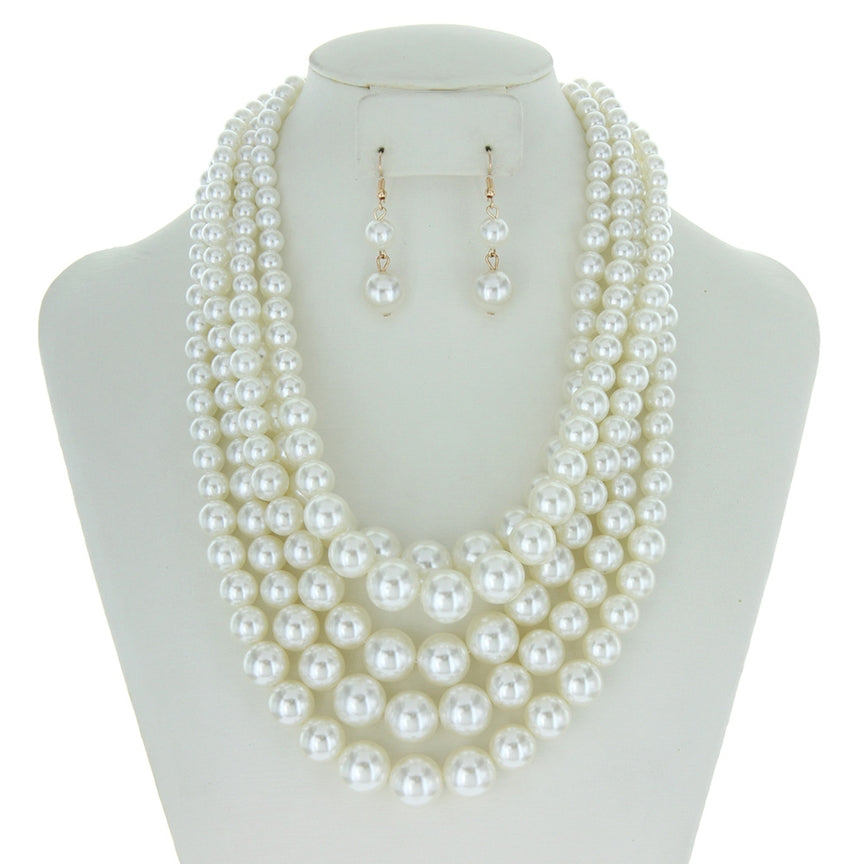 CREAM 5 LAYER LARGE PEARL EXTRA CHUNKY NECKLACE