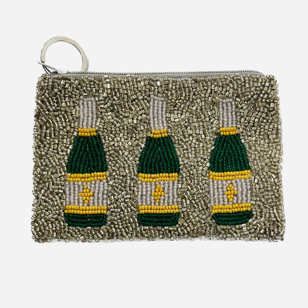 3 Champagne Bottles Silver Coin Purse