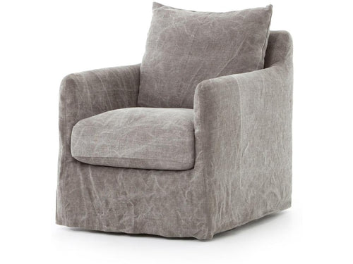 BANKS SWIVEL CHAIR, STONEWASH HEAVY JUTE