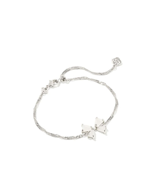 BLAIR BOW SMALL DELICATE SILVER CHAIN BRACELET- IRIDESCENT DRUSY