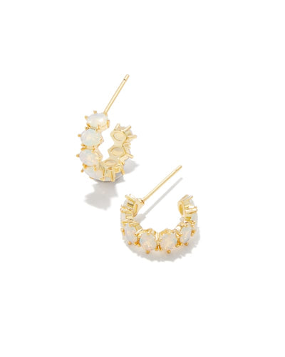 Cailin Crystal Gold Huggie Earring-Champagne Opal Crystal