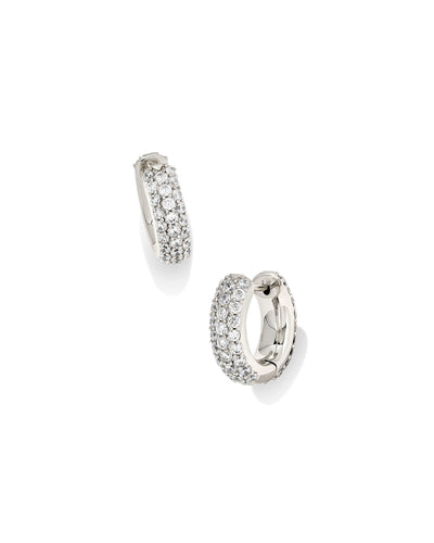 Mikki Pave Silver Huggie Earring