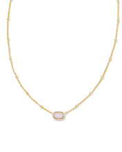 Mini Elisa Satellite Gold Short Pendant Necklace-Pink Opalite Crystal