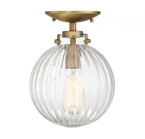 1 LIGHT SEMI FLUSH MOUNT - NATURAL BRASS