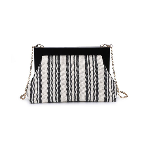Margot Black White Woven Clutch